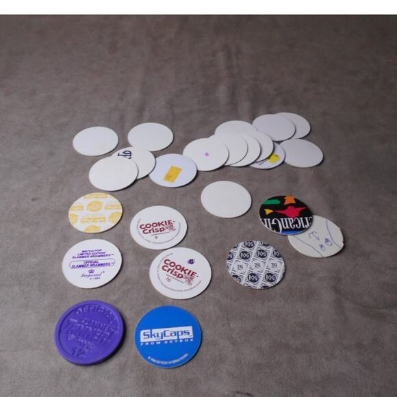 Misc Vintage POG Milkcaps Lot of 24: Slammer Jammer, WPF, Cookie Crisp, Simpsons - Picture 12 of 12